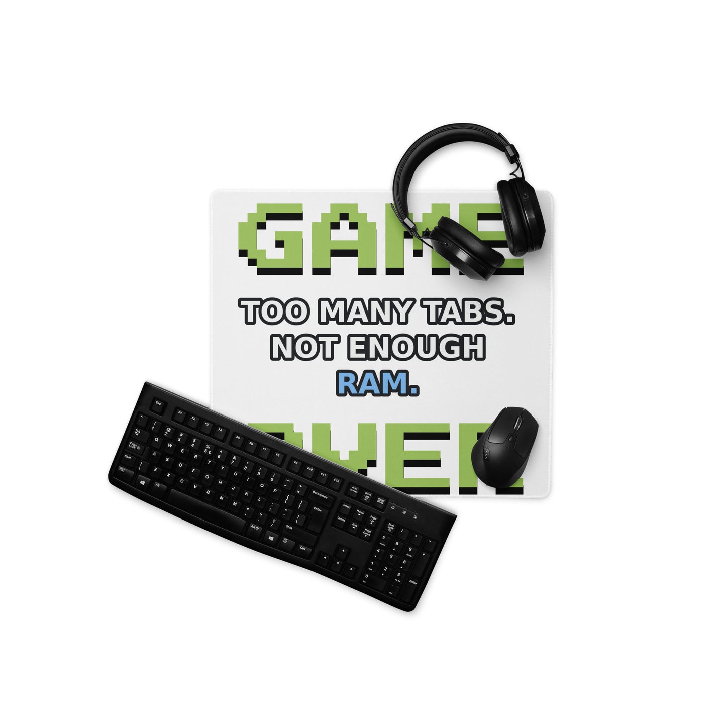 Game Over Gaming Mouse Pad with ICantCompute tech humor artwork, 18 × 16 inch product view