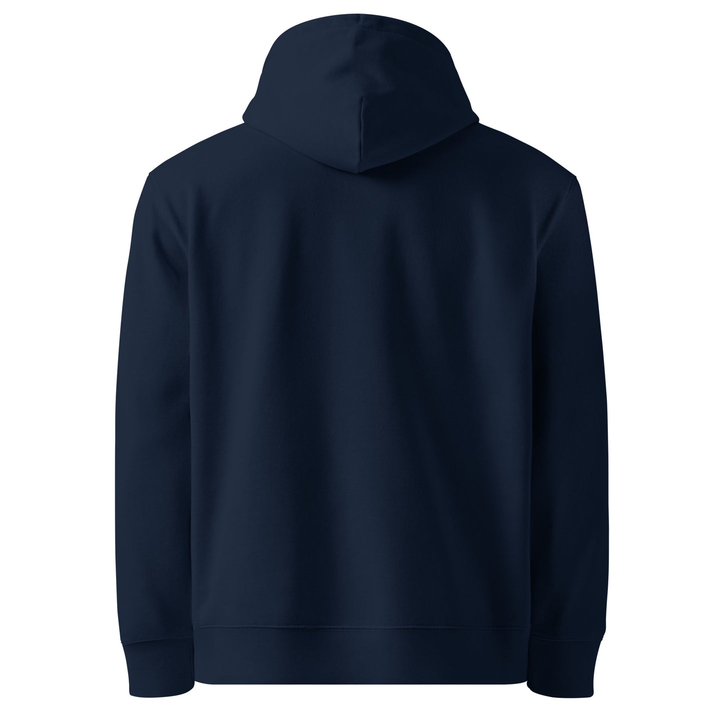 Less Input Hoodie in French Navy (organic cotton, 350 GSM), back view