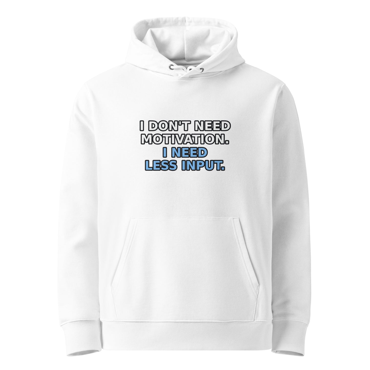 Less Input Hoodie in White (organic cotton, 350 GSM), front view