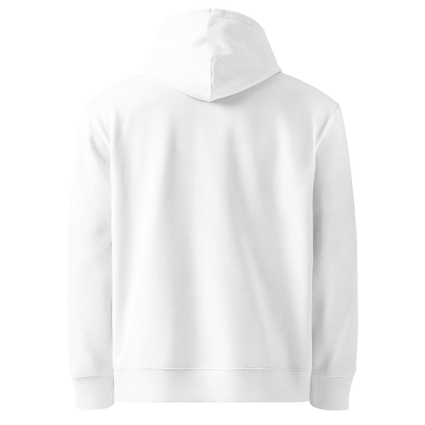 Less Input Hoodie in White (organic cotton, 350 GSM), back view