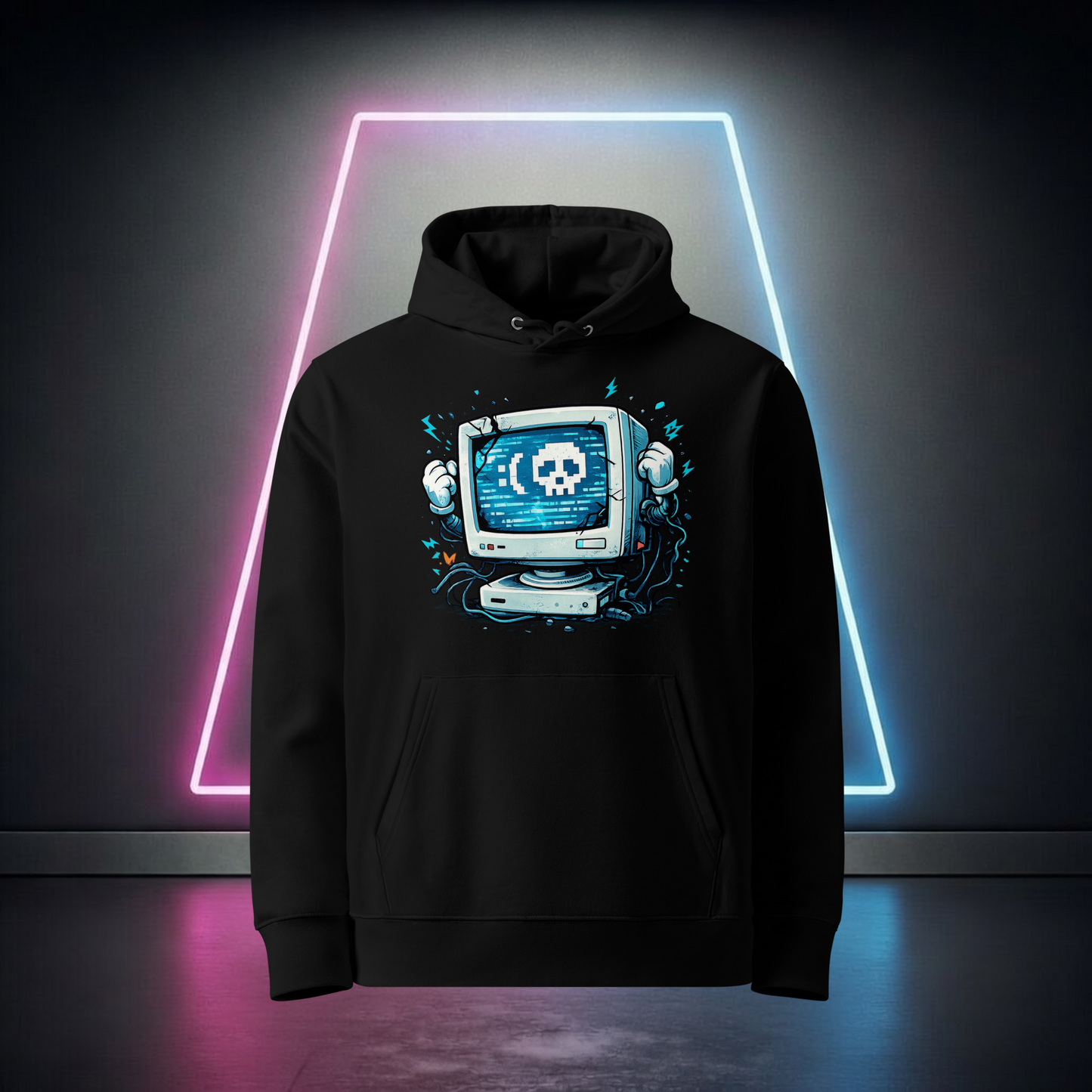 Retro Byte Reaper Glitch Hoodie - I Can't Compute