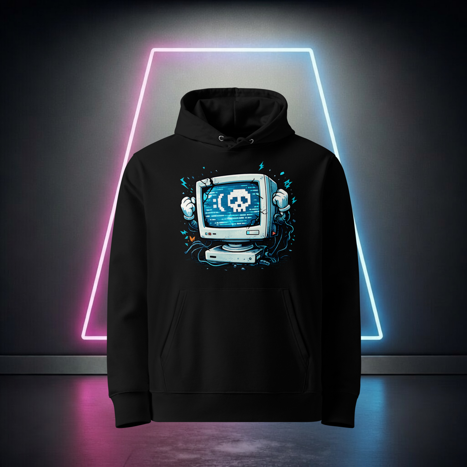 Retro Byte Reaper Glitch Hoodie - I Can't Compute