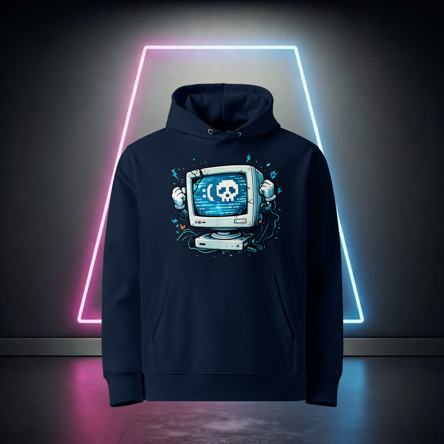 Retro Byte Reaper Glitch Hoodie - I Can't Compute
