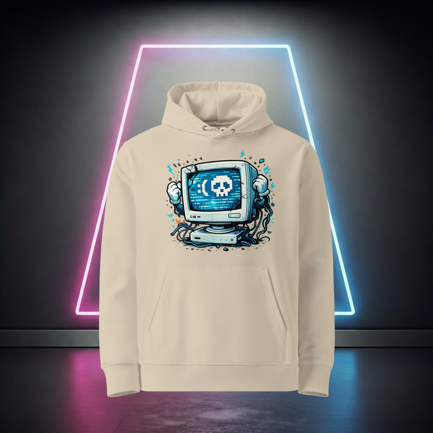 Retro Byte Reaper Glitch Hoodie - I Can't Compute