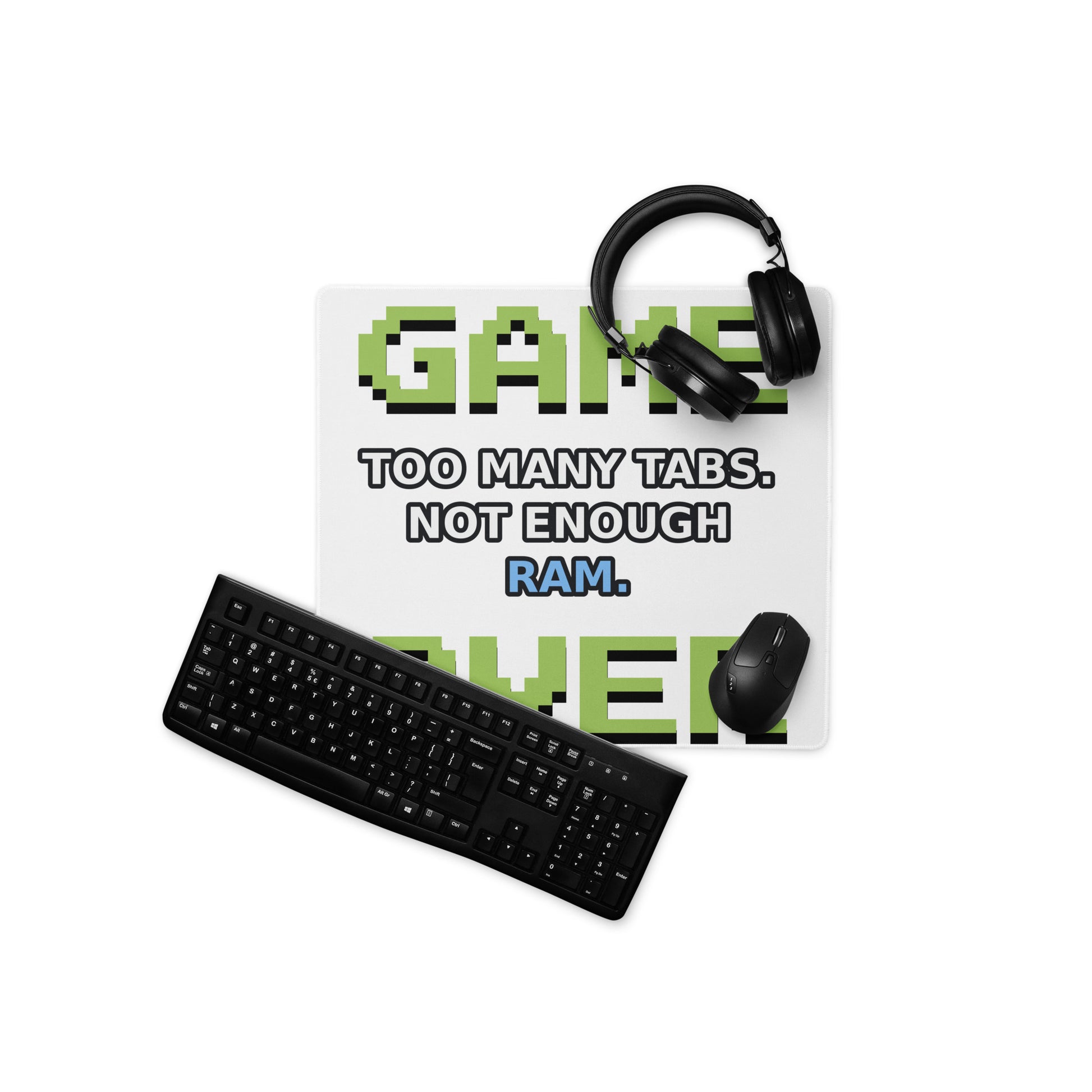 Game Over Gaming Mouse Pad with ICantCompute tech humor artwork, 18 × 16 inch product view