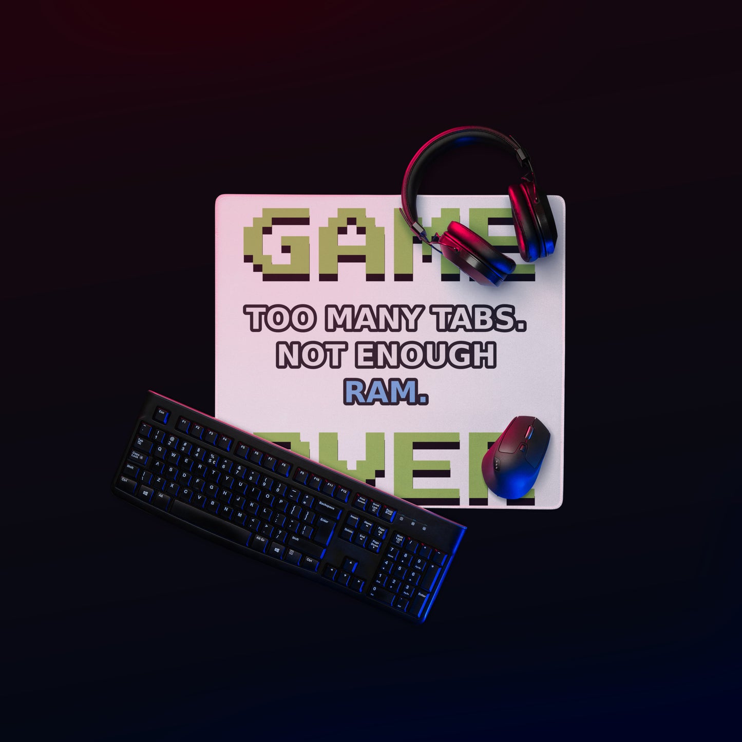 Game Over Gaming Mouse Pad with ICantCompute tech humor artwork, 18 × 16 inch product view