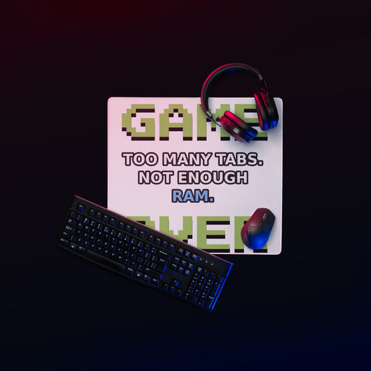 Game Over Gaming Mouse Pad with ICantCompute tech humor artwork, 18 × 16 inch product view