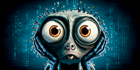 Input Overflow surreal poster showing a wide-eyed overloaded character with hands near their head