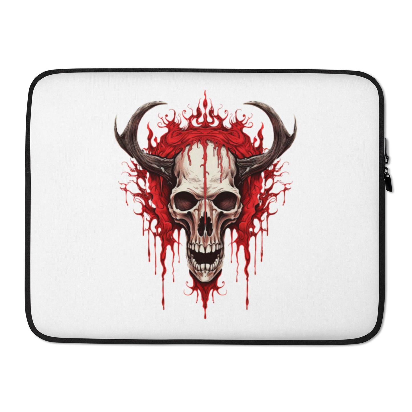 System Corruption Skull Laptop Sleeve with dark tech skull artwork, 15 inch product mockup